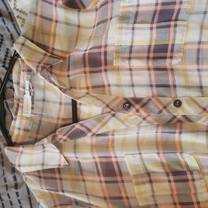Ladies long sleeve button up plaid western shirt